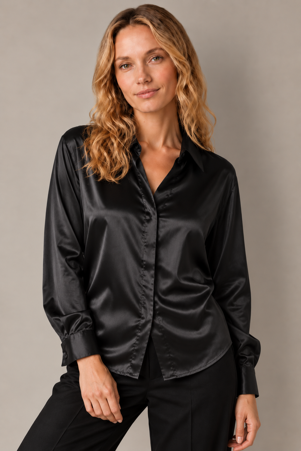 Chemise Épure - 100 % soie de mûrier - Noir