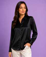Chemise Max — 100 % soie de mûrier - Noir