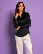 Chemise Max — 100 % soie de mûrier - Noir