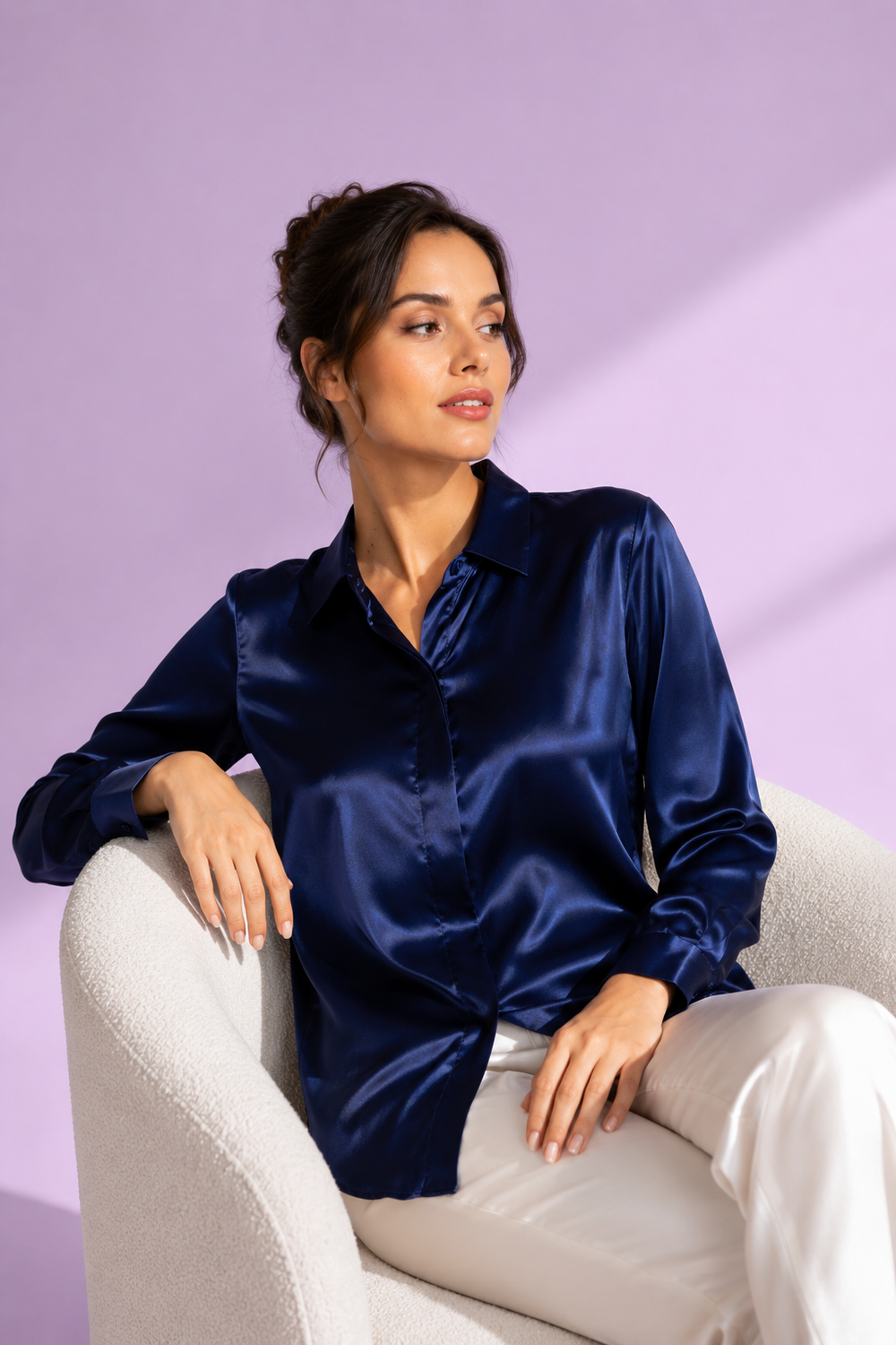 Chemise Max — 100 % soie de mûrier - Marine