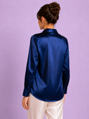 Chemise Max — 100 % soie de mûrier - Marine
