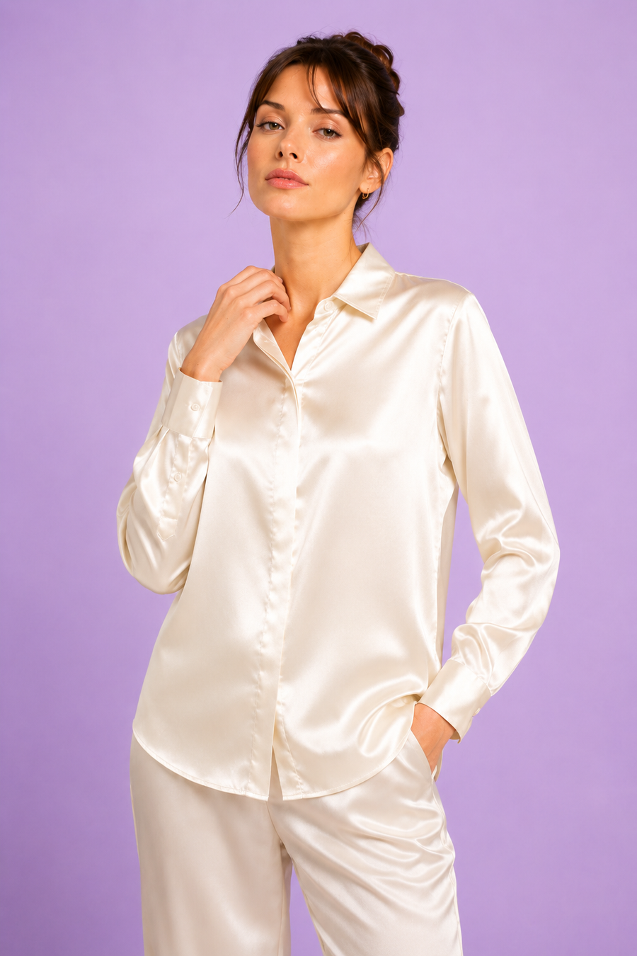 Chemise Max — 100 % soie de mûrier - Blanche