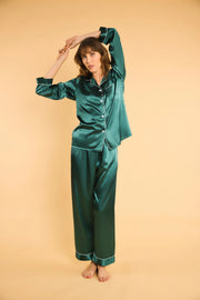Pyjama Lucia — 100 % soie de mûrier - Vert