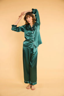 Pyjama Lucia — 100 % soie de mûrier - Vert