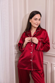 Pyjama Lucia — 100 % soie de mûrier - Rouge