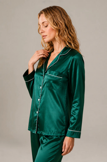 Pyjama Éliana – 100 % soie de mûrier – Vert