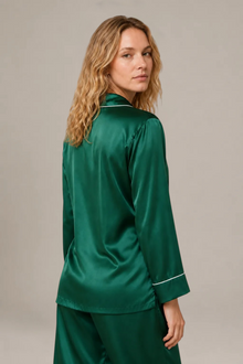 Pyjama Éliana – 100 % soie de mûrier – Vert